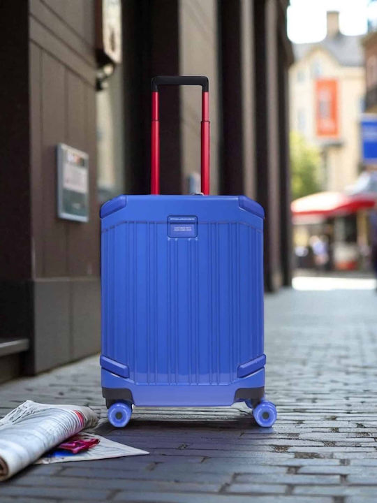 Piquadro Cabin Hard Travel Suitcase Pop Blue with 4 Wheels Height 55cm