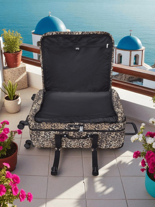Kipling Spontaneous Μεσαία Βαλίτσα Ταξιδίου Wild Leopard με 4 Ρόδες Ύψους 66εκ.