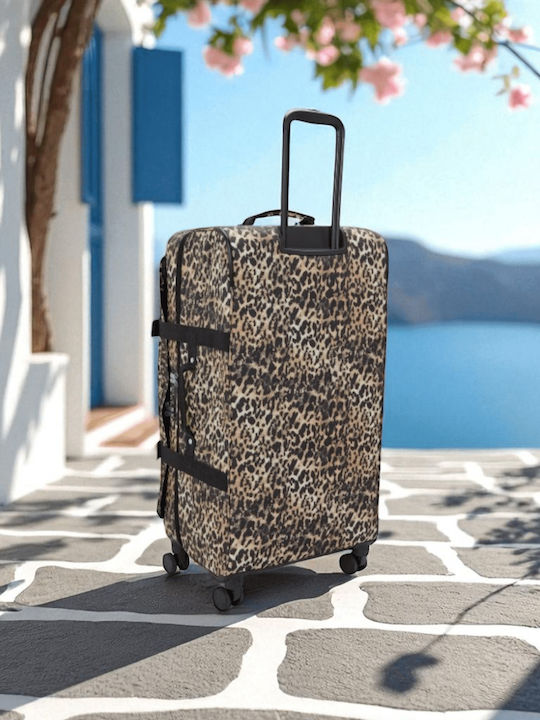Kipling Spontaneous L Голям Куфар За Пътуване Wild Leopard С 4 Колела Височина 78см