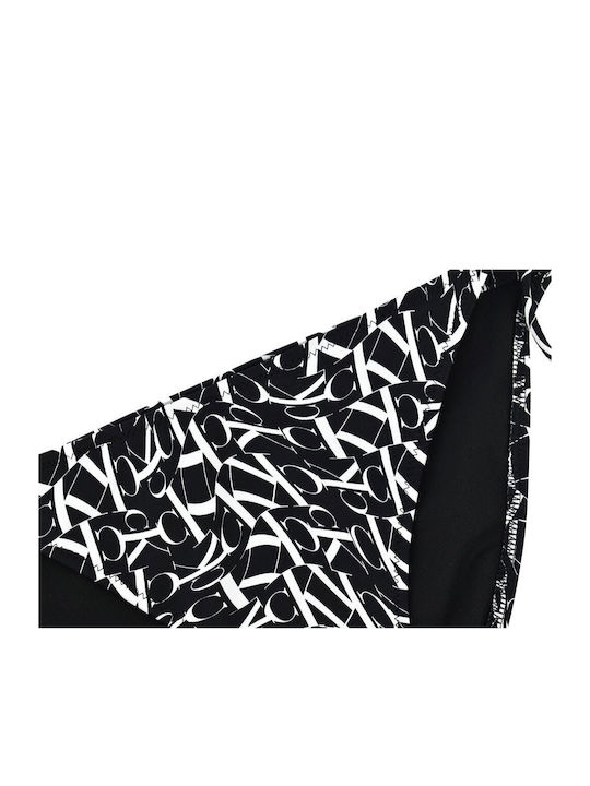 Ck One Warped Monogram Bikini Slip με Κορδονάκια Μαύρο