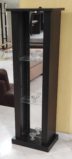 Floor Display Cabinet Made of Particle Board with Window and Lighting Brown 35x25x110cm HM0610