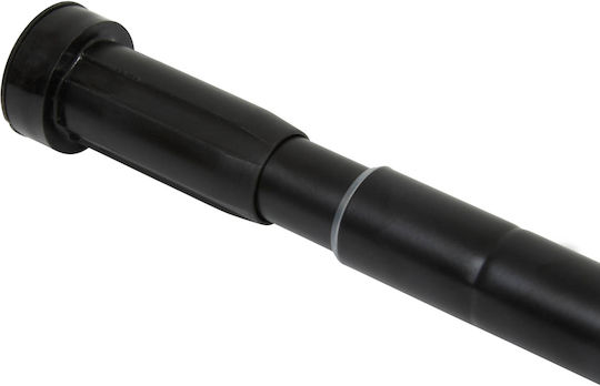 5Five Teleskopische Duschvorhangstange Gerade mit Saugnapf aus Edelstahl Schwarz Φ32mm 110-200cm