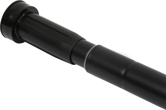 5Five Teleskopische Duschvorhangstange Gerade mit Saugnapf aus Edelstahl Schwarz Φ32mm 135-250cm