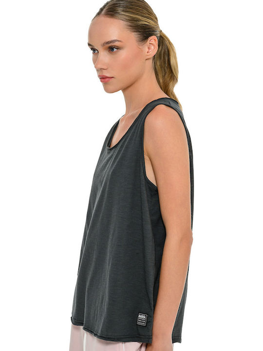 Damen Bluse Baumwolle Ärmellose Anthrazit