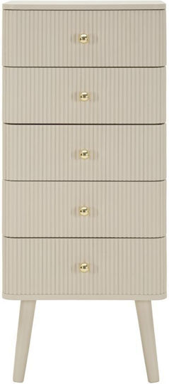 Скриня За Спалня Дървена С 5 Чекмеджета Екрю 37.5x34x89см