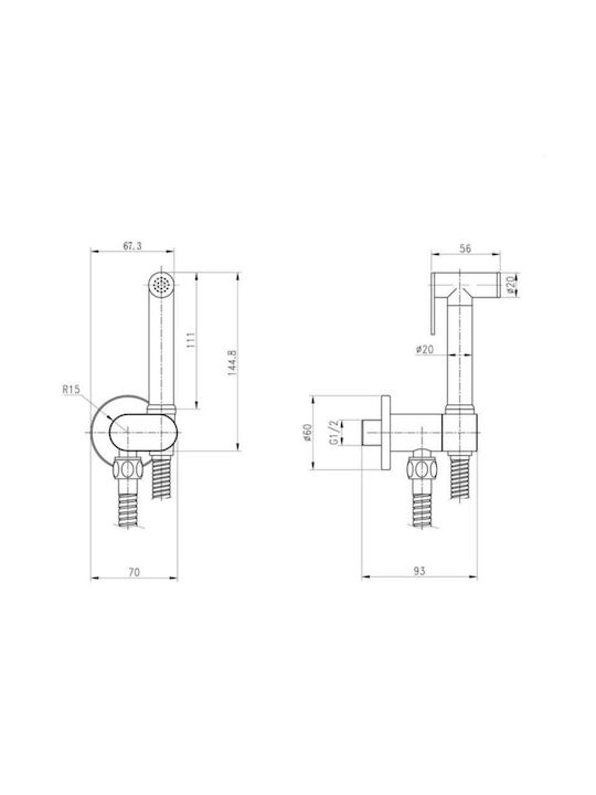 Interflex Επιτοίχια Μπαταρία Μπιντέ Μαύρη