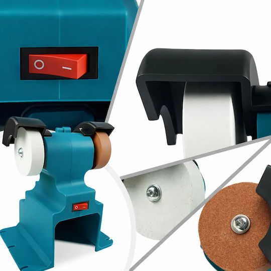 Polizor Dublu De Banc Zola Ascuțire Șlefuire 6000 Rpm 2 Baterii 3000 Mah Discuri Turcoaz 70 Mm