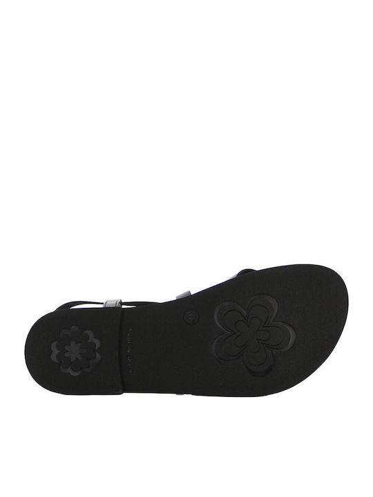 Leather Women's Flat Sandals Black