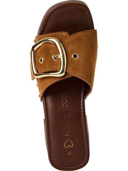 Women's Mules with Thin Heel in Brown Colour