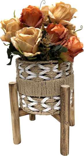 Marhome Plant Pots Rattan Brown with Stand 22x32cm Set of 3