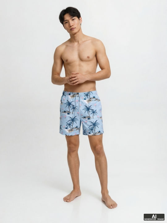Men's Swimwear Shorts Blue with Prints