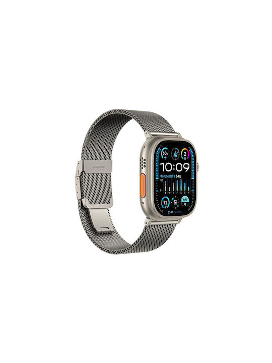 AmazingThing Titan Premium Метална Каишка Apple Watch 38 40 41 42 44 45 46 49 мм Сребриста
