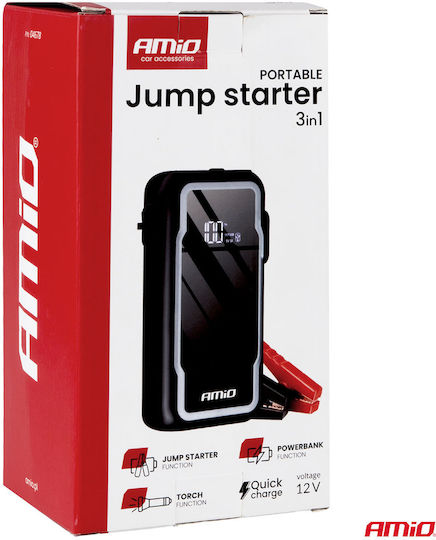 AMiO Tragbarer Batterie-Starter Auto & Motorrad 12000mAh mit Power Bank USB Taschenlampe 12V