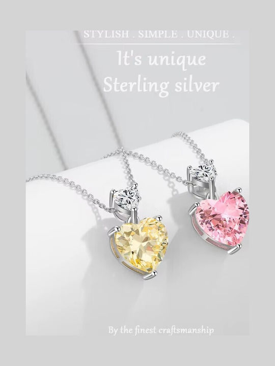 By Queen Necklace Heart S925 Double Heart Yellow White