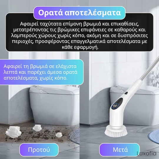 Μεταλλική Περιστρεφόμενη Βούρτσα Καθαρισμού με Λαβή Λευκή