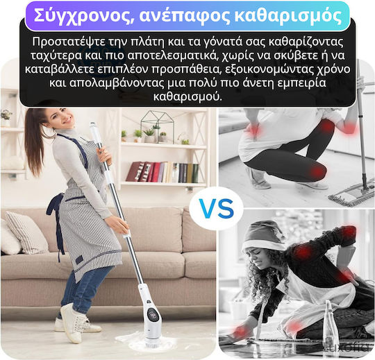 Μεταλλική Περιστρεφόμενη Βούρτσα Καθαρισμού με Λαβή Λευκή