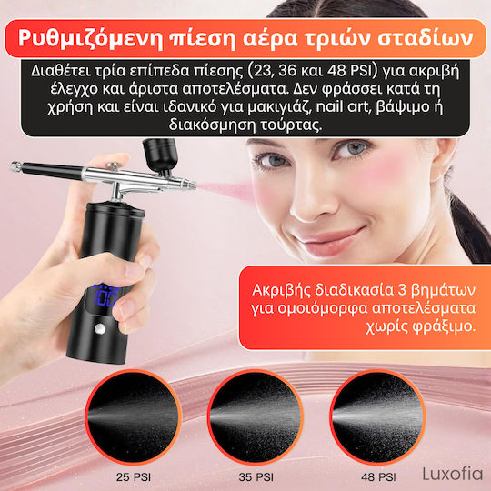 Aerograf Airbrush cu Recipient 40ml și Compresor Duza 0.3mm Presiune 2.6bar cu Baterie Set