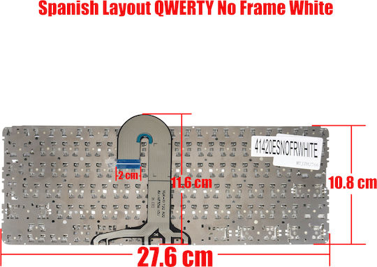 Spanish Laptop Keyboard For HP Chromebook X360 11-ae 11-ae010nr 11-ae020nr 921809-001 921809-251 921809-171 921809-dh1 Nsk-xf0sq Es No Frame White Code 41420esnofrwhite