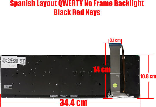 Spanish Laptop Keyboard For Asus Rog Gl552 Gl552vm Gl752 Gl752vw Gl771 Gl771jm 90nb07z1-r31ge0 90nb07z1-r31fr0 0knb0-662cus00 Es Without Frame Backlit Black Red Keys Code 40422esblred