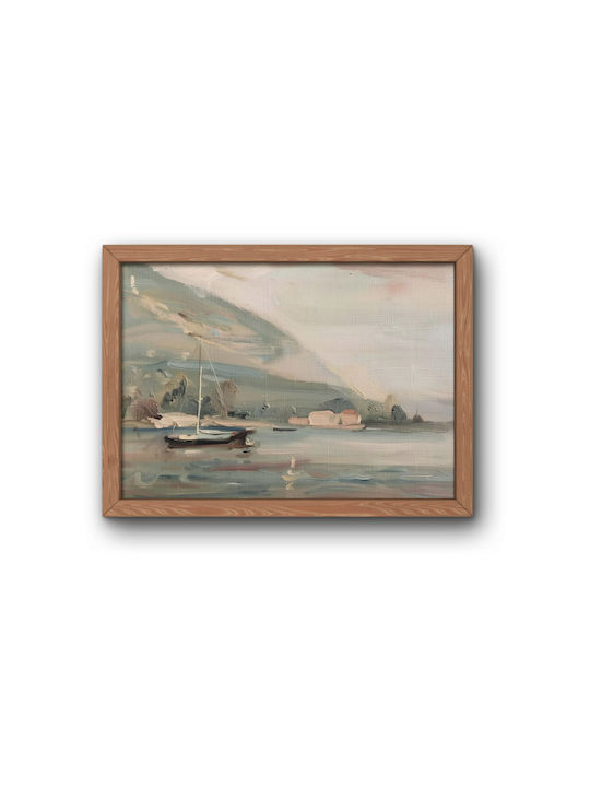 Set Minimalist Posters Frames Unframed Printed On Photographic Paper Nature Motifs Moon Between Clouds Boat On Lake Living Room Bedroom Kitchen 3 X 21 X 30 Cm