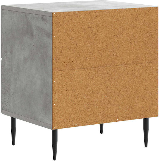 Нощно Шкафче Дървено с Метални Крака Сиво 43x34.5x47.5см