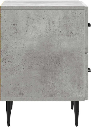 Нощно Шкафче Дървено с Метални Крака Сиво 43x34.5x47.5см