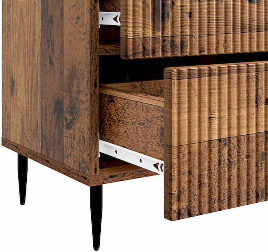 Wooden Bedside Table with Black Metal Legs 62x34.5x47.5cm