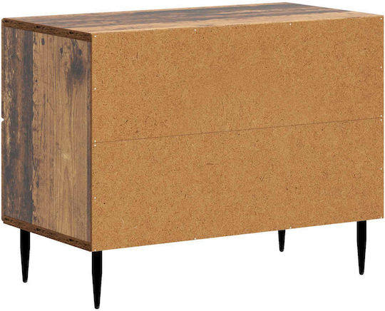 Wooden Bedside Table with Black Metal Legs 62x34.5x47.5cm