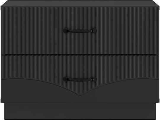 Нощно Шкафче Дървено Черно 62x34.5x44.5см