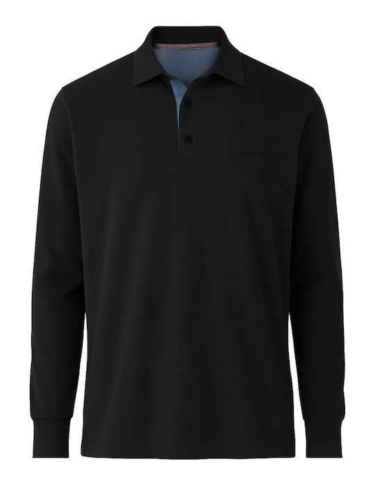 Polo Herrenbluse Langarm Schwarze