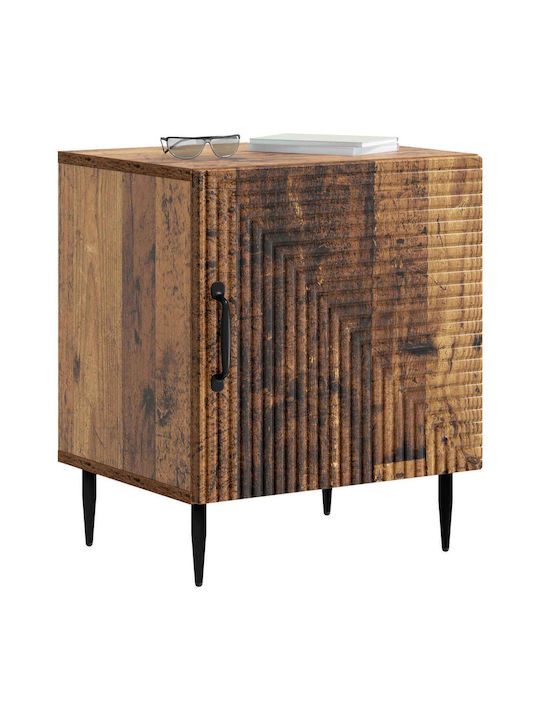 Wooden Bedside Tables With Metal Legs Brown 2 Pieces 43x34.5x50cm