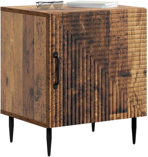 Wooden Bedside Tables With Metal Legs Brown 2 Pieces 43x34.5x50cm