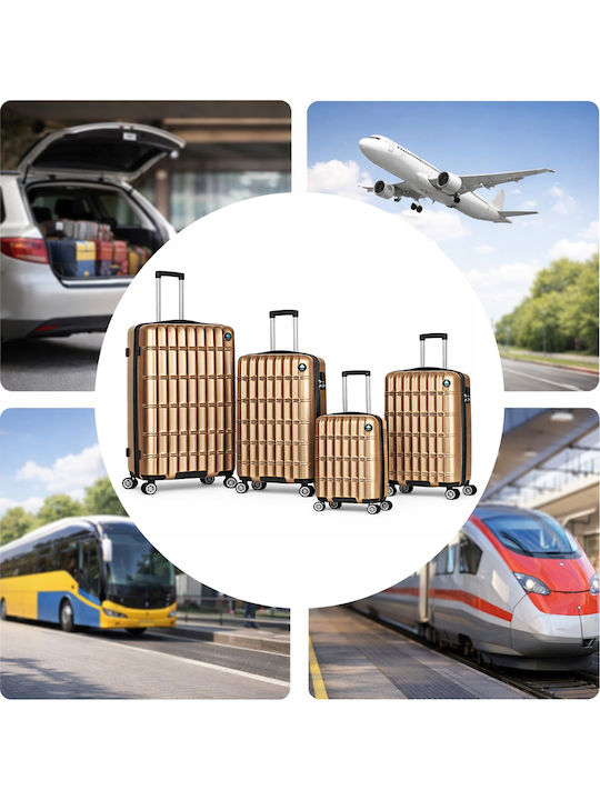 Provitera Hard Gold Travel Suitcases with 4 Wheels Set of 4 Pieces