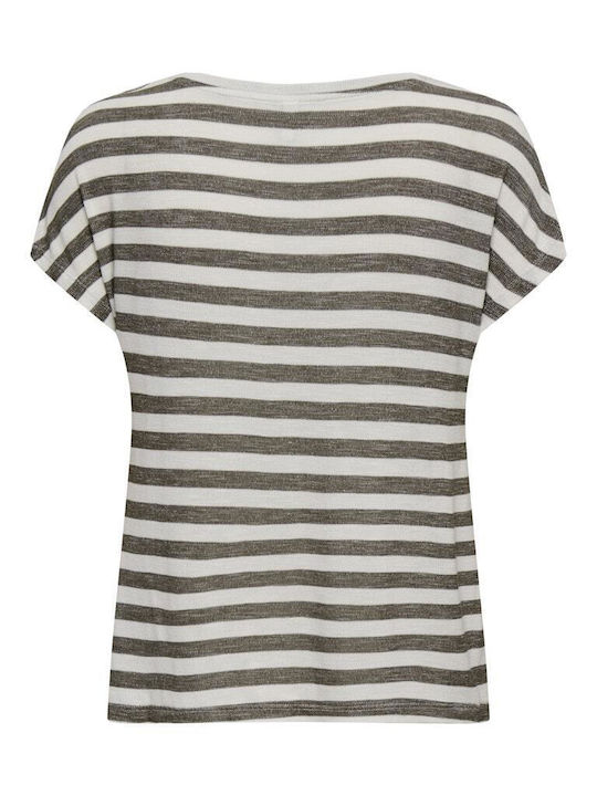 Women's Striped Brown T-shirt