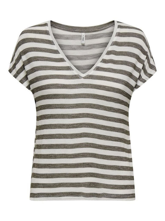 Women's Striped Brown T-shirt