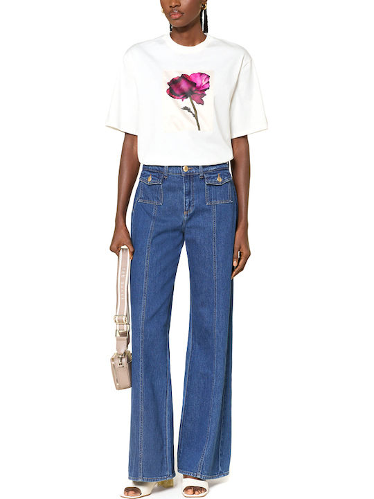 Women's T-shirt Floral Ecru
