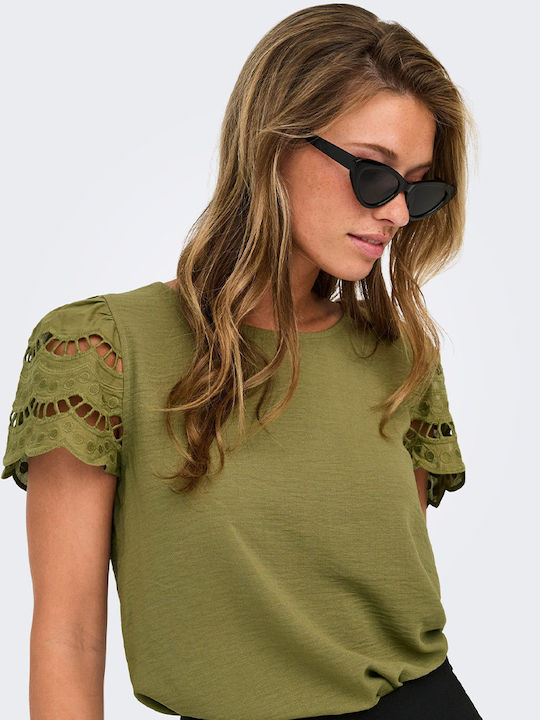 Women's Cotton Short Sleeve Blouse Khaki