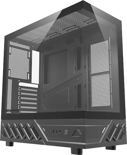 Darkflash DS950 Gaming Mini Tower Κουτί Υπολογιστή με Πλαϊνό Παράθυρο και ARGB Φωτισμό Μαύρο + 6 ανεμιστήρες