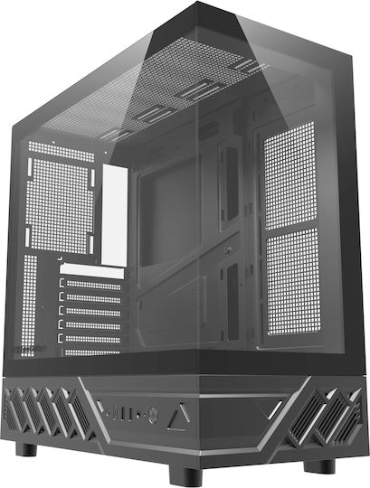 Darkflash DS950 Gaming Mini Tower Κουτί Υπολογιστή με Πλαϊνό Παράθυρο και ARGB Φωτισμό Μαύρο + 6 ανεμιστήρες