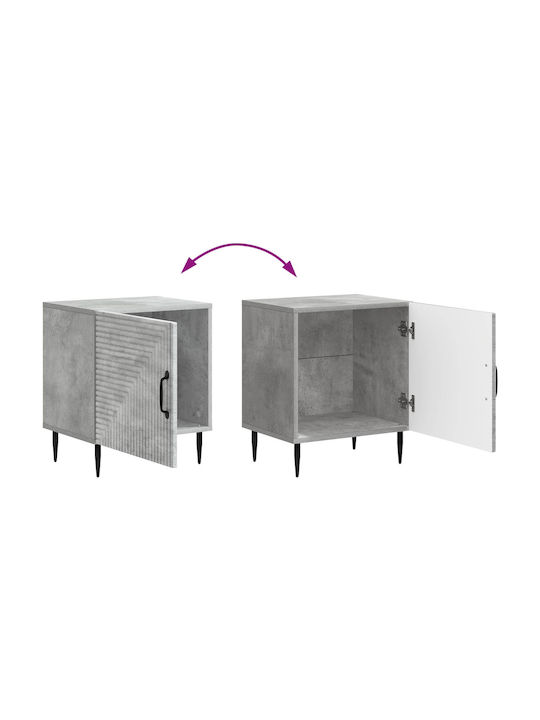 Wooden Bedside Tables With Metal Legs Gray 2 Pieces 43x34.5x50cm