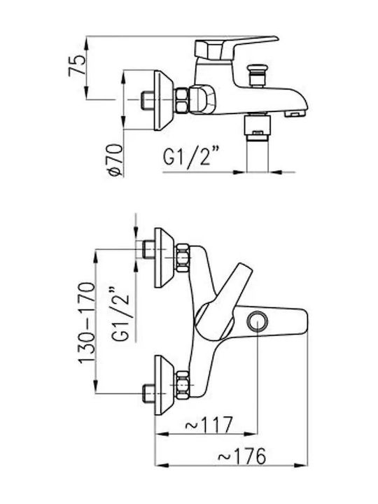 Ideal Standard Ceraplus Миксер Душ Батерия Ideal Standard Ceraplus Миксер Душ Батерия