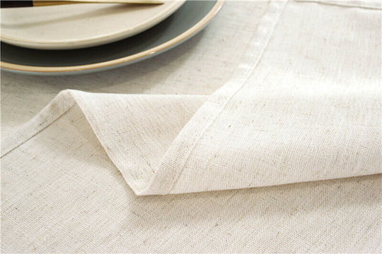 FRIPIA Покривка за маса Ленена с Бродерия Сребриста 135x220см