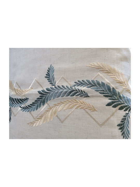 FRIPIA Leinen Tischtuch mit Stickerei Grün 120x180cm