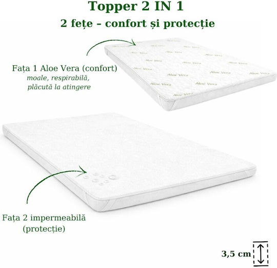Pucioasa Topper Saltele Semi-dublu Microfibra Îmbibat cu Aloe Vera și Husă Detasabilă 120x190 cm
