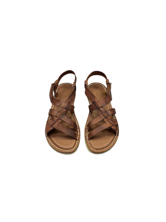Leather Women's Sandals Tabac Brown