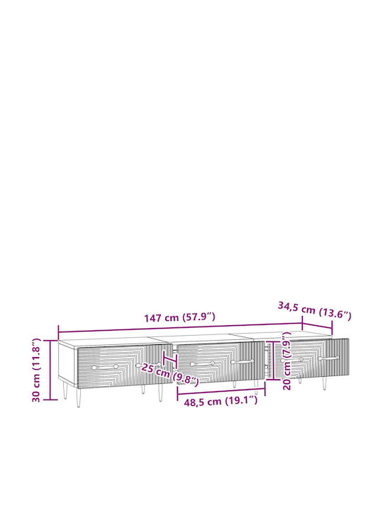 Телевизионен Мебел Кафяв 147x34.5x30см