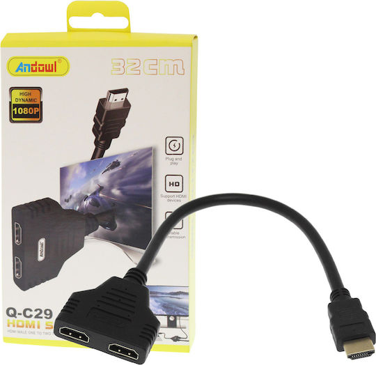 Andowl Q-C29 Μετατροπέας HDMI male σε HDMI 2x female 1τμχ