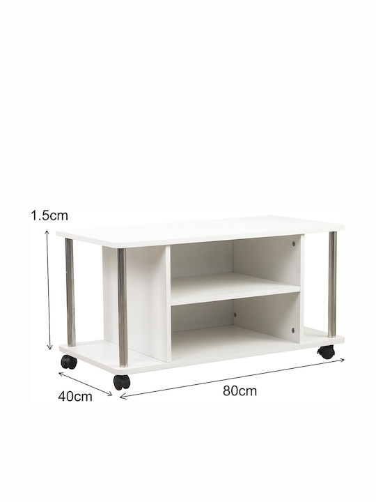 Шкаф За Телевизор С Колела Бял М41.5xШ80xВ40cm