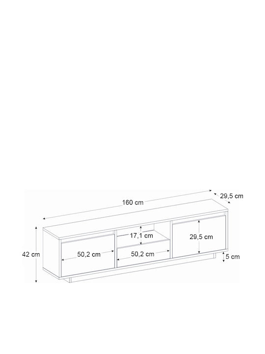 Έπιπλο Τηλεόρασης Lumbera Μαύρο Μ160xΠ29.5xΥ42cm