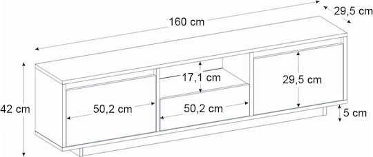 TV-Ständer Lumbera Schwarz M160xP29.5xH42cm